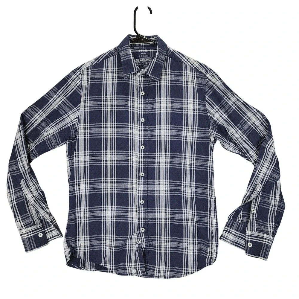 American Rag Cie‎ Button Up Shirts S Men Lot 2 Plaid Blue Black Cowboy Western